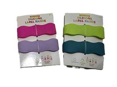 Bandas de etiquetas de silicona para botellas de 2 piezas - ¡Elige el color! ¡NUEVO! ¡ENVÍO GRATUITO! Foto 1 de 2