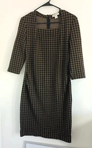 Coldwater Creek Women's Multicolor 3/4 Sleeve Zip Outdoor Houndst Dress Size 8 - Picture 1 of 7