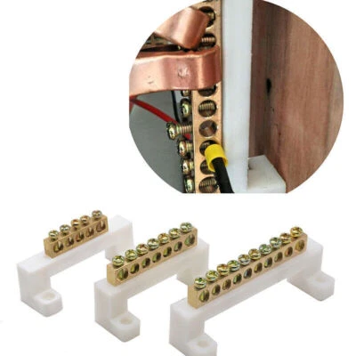 5 7 10 Position Electric Copper Ground Terminal Strip Bar Block Wire Connector - Image 1 of 4