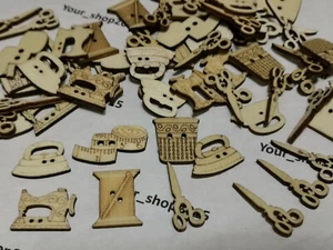 MIXED BUTTONS WOODEN NOVELTY SCISSORS IRON SEWING ART CRAFT SEWING CARD - Picture 1 of 1