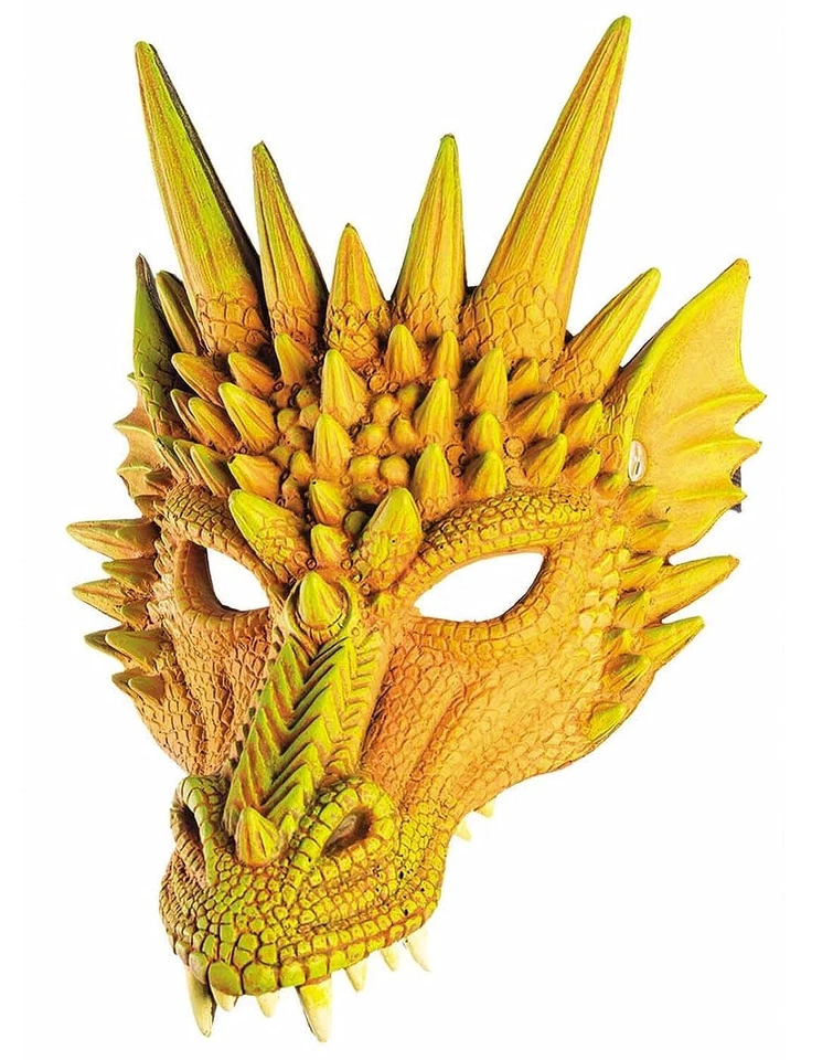 Yellow Dragon Mask Mythical Creature Fancy Dress Halloween Costume Accessory - Image 1 of 1