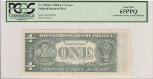 Consecutive set of 2 $1 Bills Major Insufficient Inking of Back Printing PCGS MS - Picture 1 of 4