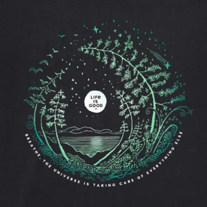 NWT Women's Life is Good Moon Evergreen Breathe Black Crusher High-Low Tee Tank - Picture 1 of 3