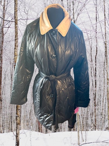 Giacca trapunta Kate Spade NERA con cintura $260 taglia X Large nuova con etichette