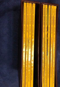 Lot 1990 National Geographic Magazine Slip Cover Case w Magazines Maps not comp - Picture 1 of 4