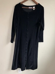ERIKA & CO. Vintage Samt langes Kleid Damen M Velour Knopfleiste Witchy Y2k - Bild 1 von 13