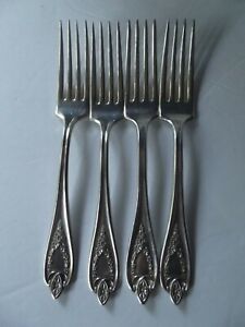 (4) Dinner Forks, 7-1/2" Silverplate 1847 rogers bros "Old Colony" NO Monogram