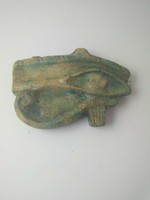 RARE ANCIENT EGYPTIAN LARGE FAIENCE EYE OF HORUS AMULET 1175 - 800 BC