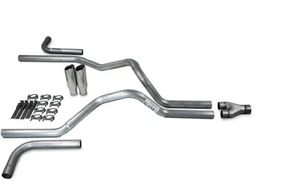 Dodge Ram 1500 04-08 2.5" Dual Exhaust Kits Y pipe Clamp on Tips Side Exit - Image 1 of 4