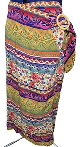 Compagnie Internationale Express Wrap 100% Silk Skirt Sz 11 resort free postage - Picture 1 of 6