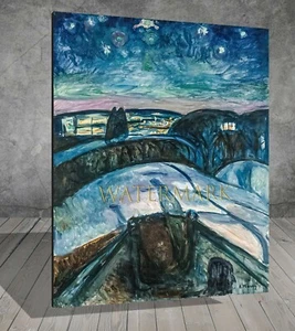 Edvard Munch  Starry Night LANDSCAPE CANVAS PAINTING ART PRINT WALL 229 - Picture 1 of 9