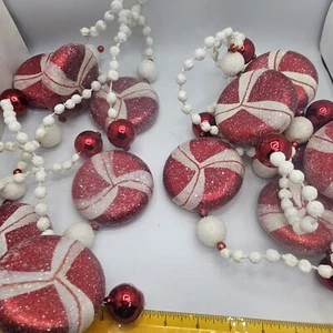 Christmas Tree Candy Cane Large Red & White Candy Sweets Garland Grinch Theme - Picture 1 of 9