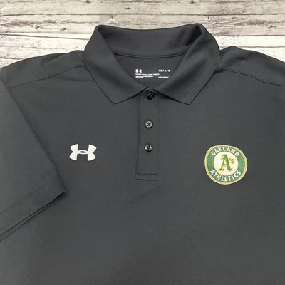 Under Armour Oakland Athletics Mens Polo Shirt Large Black Performance Golf - Image 1 of 4