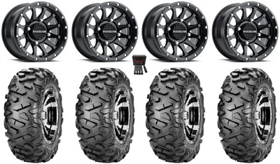Raceline Trophy 14" Wheels Black 30" BigHorn Tires Yamaha Viking Wolverine - Image 1 of 4