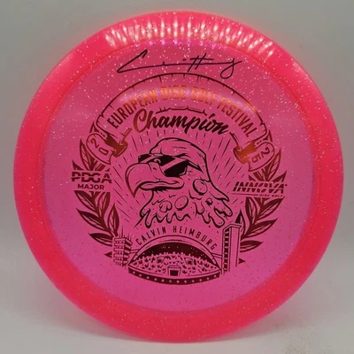 Innova Metal Flake Champion Eagle Calvin Heimburg Autographed Pink/Maroon  - Image 1 of 3