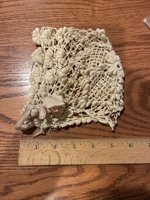 Hand Crochet Off White Baby or Doll Bonnet VTG - Image 1 of 4