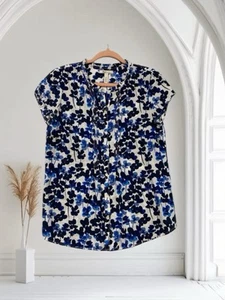 Top arrugado GH Bass & Company para mujer talla mediana floral botón ligero - Imagen 1 de 14