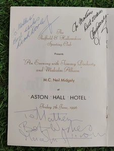 Menú de fútbol firmado Euro 96 @ Sheffield. Dooley firmado. Doherty. Allison. Raro - Imagen 1 de 14