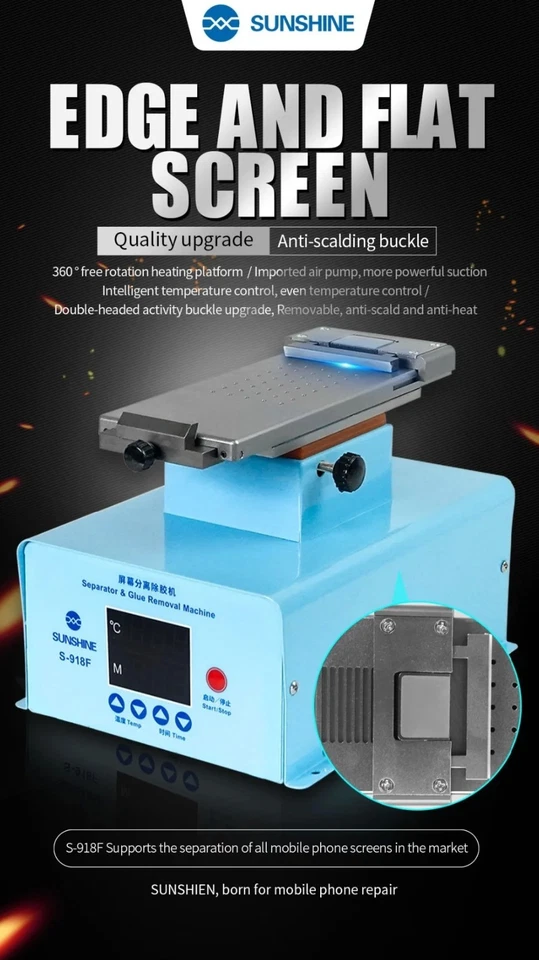 Edge Curved Screen Separator Glue Remover In Frame HotPlate Sunshine S-918F UK - Image 1 of 4