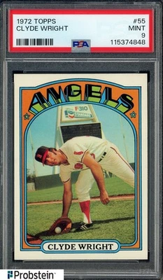 1972 Topps #55 Clyde Wright Angels PSA 9 MINT - Image 1 of 2