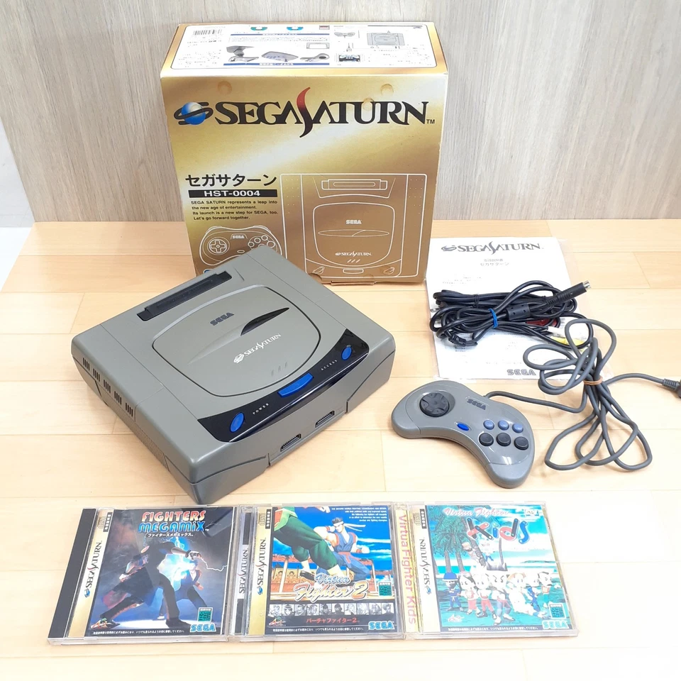 Sega Saturn Gray console boxed with 3 games, controller, manual CIB SB1127 - Image 1 of 4