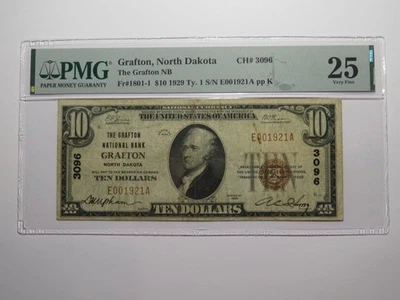 $10 1929 Grafton North Dakota ND National Currency Bank Note Bill Ch. #3096 VF25 - Image 1 of 4