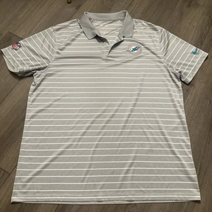 Miami Dolphins Nike Polo Shirt Mens XL On Field Dri Fit Logo Performance Grey - Picture 1 of 8