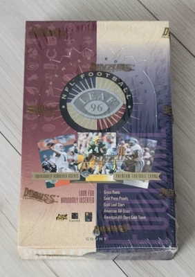 Donruss Leaf Football 1996 1 Hobby Box Break ~ en vivo ~ Denver Broncos ~ ¿John Elway? Foto 1 de 3