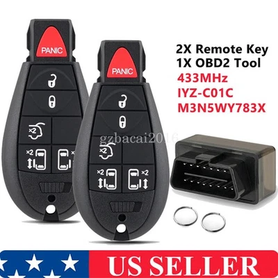 2 llaveros + 1 programador para Chrysler Town & Country Dodge Grand Caravan 2008-16 Foto 1 de 4