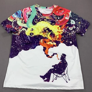 Abstract Graphic Shirt Men 3X Multicolor Psychedelic Smoke Creative Tee Stretch - Picture 1 of 11