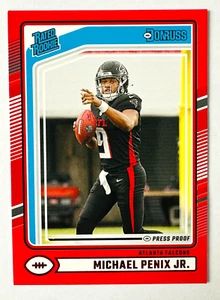 Donruss Michael Penix Jr. 2024 rojo prueba de prensa RC #308 ¡Coincidencia de colores Falcons! - Imagen 1 de 3