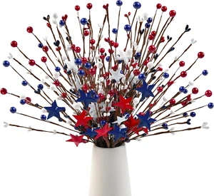 6 Pcs Patriotic Flowers Artificial,Red White and Blue Flowers,16 Inch Patriotic - Picture 1 of 12