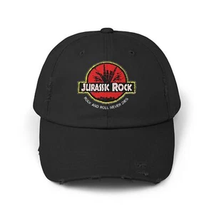 Jurassic Rock Distressed Cap Gamer Movie Parody Dad Logo Funny Hat DTF Printed - Picture 1 of 29