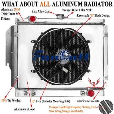Fit 1979-1993 Dodge D/W D250 D350 W250 W350 5.2L 5.9L 4Row Radiator w/Shroud Fan - Image 1 of 4