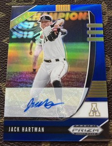 2020 Prizm Draft Picks Blue Hyper Prizm Auto Jack Hartman 39/60 #PDP108 Pirates