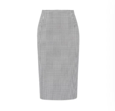 Michael Kors Collection Gingham Pencil Straight Skirt Womens 10 Black Cream Wool - Image 1 of 4