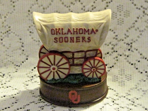 OKLAHOMA SOONERS SCHOONER  MASCOT MUSICAL RESIN DESKTOP FIGURINE 208 6"  NEW Cover