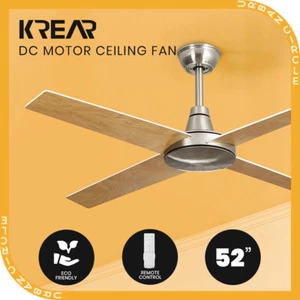 Krear 52" Ceiling Fan Wooden Blades Fans with Remote Control Timer DC Motor Fan - Picture 1 of 10