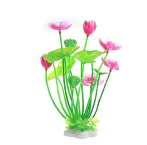 Pink Artificial Water Plants, Artificial Lotus Fish Tank Ornament Aquarium - Picture 1 of 4