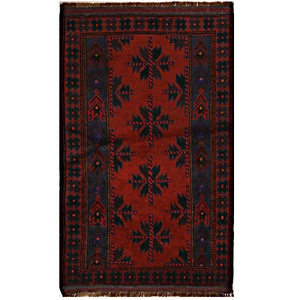 w14911# Vintage Hand Knotted Home Red/Blue Oriental Wool Area Rug 2'9 x 4'6 ft - Picture 1 of 6