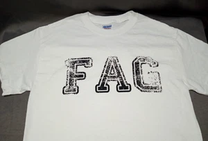 👬🏼"FAG" Parody GAP TShirt GAY PRIDE LGBT Short Sleeve Tee-Shirt SMALL👬🏼 - Picture 1 of 12