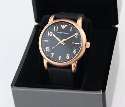 NEW AUTHENTIC EMPORIO ARMANI LUIGI BETA ROSE GOLD BLACK MEN'S AR11097 WATCH - Image 1 of 4