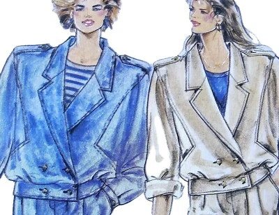 1980s Blouson Double Breasted Crop Jacket Shorts Pants Burda 5772 Sewing Pattern - Image 1 of 3