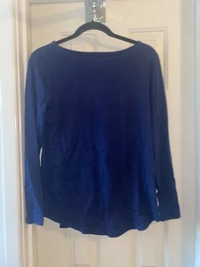 SUSAN GRAVER Weekend Essentials Cotton Modal Bateau Neck Top NAVY sz XS - Picture 1 of 2