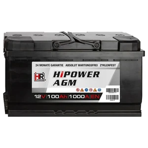 HR 100Ah HiPower AGM PKW Batterie 12V Starterbatterie ersetzt 90 92 95 105Ah - Bild 1 von 6