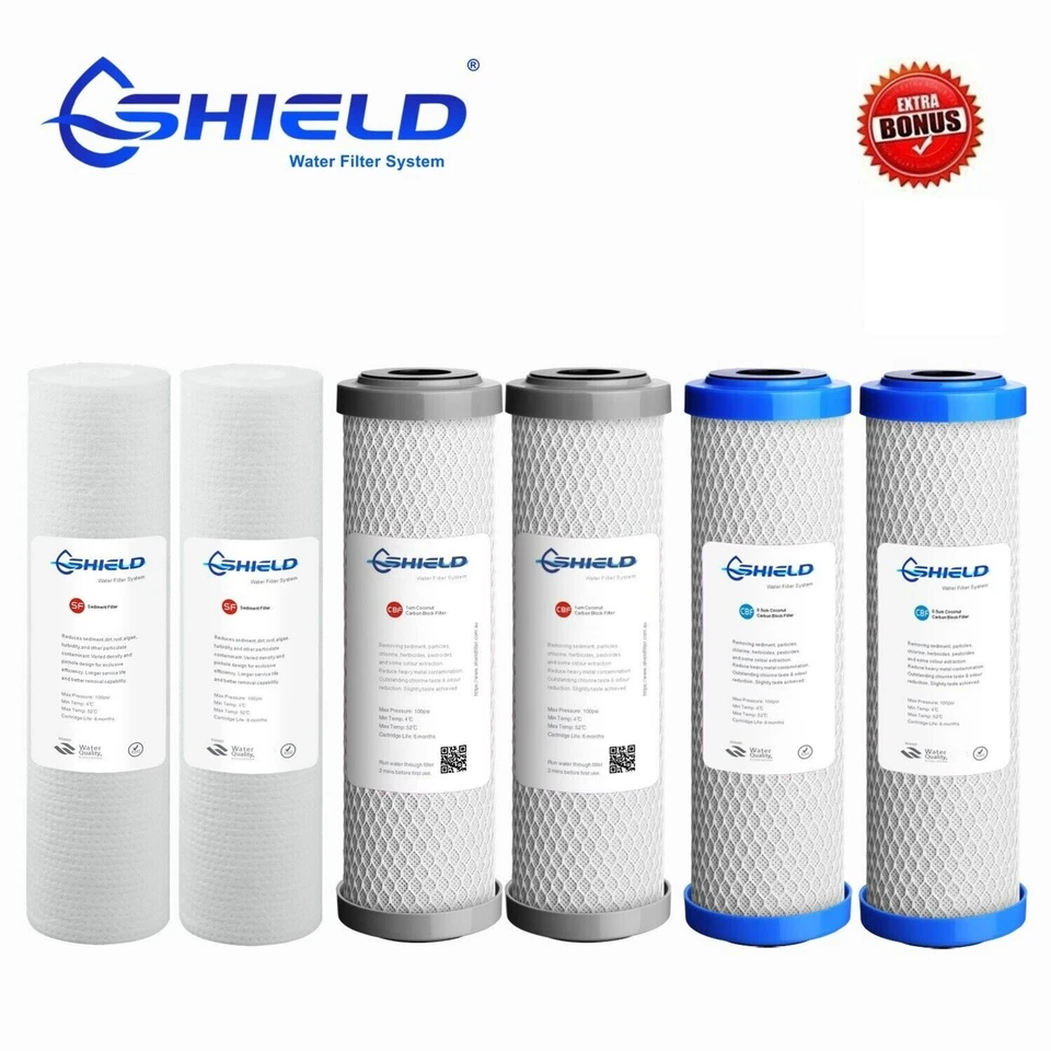 3 Stage Water Filter Replacement Cartridges Pack 10" x 2.5" Sediment Carbon  0.5 - image 1 of 1