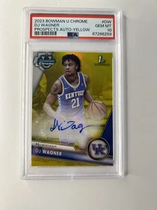 Bowman Chrome U University DJ Wagner 1st Auto Yellow Refractor /75 PSA 10 - Bild 1 von 2