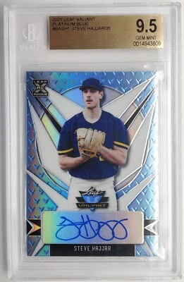 2021 Leaf Valiant Platinum Blue Steve Hajjar Autograph RC BGS 9.5 w/10 Auto 3/35 - Image 1 of 2