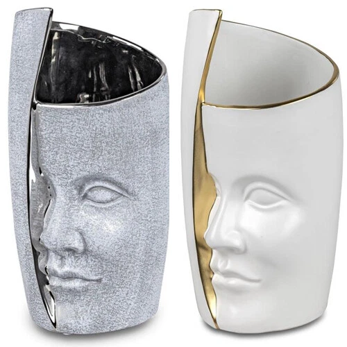 Formano Vase Face Stonehenge oder mattweiss-gold Keramik Blumen Deko Tisch NEU - Bild 1 von 1