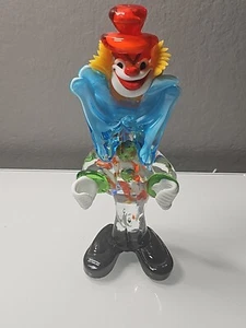 MURANO Glass 9" Clown Figurine Vintage Italy Colorful Beautiful Figure - Picture 1 of 13